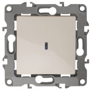 12-1102-02 Выключатель с подсветкой, 10АХ-250В, IP20, 2, слоновая кость (10/100/3200) Б0014634