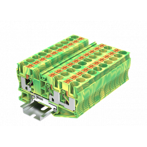 Заземляющая клемма TP10-3-PE, Заземляющая клемма, 3 точки подключения, тип фиксации провода: Push-in, номинальное сечение: 10 мм кв., ширина: 10,2 мм, цвет: желто-зеленый, тип монтажа: DIN35