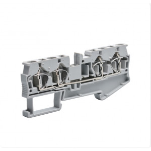 Проходная клемма JUT3-4/2-2-GY, Проходная клемма, 4 точки подключения, тип фиксации провода: пружинный, номинальное сечение: 4 мм кв., 32A, 800V, ширина: 6,2 мм, цвет: серый, тип монтажа: DIN35