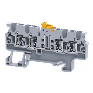Клемма с размыкателем CXK2.5/4, Клемма с ножевым размыкателем, 4 точки подключения, тип фиксации провода: пружинный, номинальное сечение: 2,5 мм кв., 20A, 1000V, ширина: 5 мм, цвет: серый, тип монтажа: DIN35
