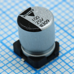 MAL218397603E3, Полимерный гибридный алюминиевый конденсатор 100мкФ 25В ±20%( 6.3 X 7.7мм) для поверностного монтажа 0.03Ом 1400мА 4000час 125°C лента на катушке