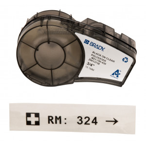 brd110901, M21-750-430 лента 19.05 мм/6.4 м, полиэстер, черный на прозрачном