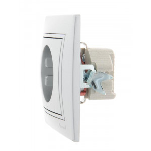 Розетка 1-м СП Mira 16А IP20 с заземл. защ. шторки со вставкой керамика сер. метал. 701-1010-124