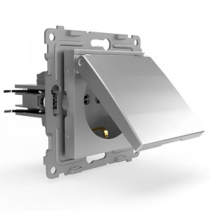 Розетка 1-м СП Pixel 16А IP20 с заземл. защ. шторки с крышкой механизм алюм. TKE-PX-R1ZSW1-C03