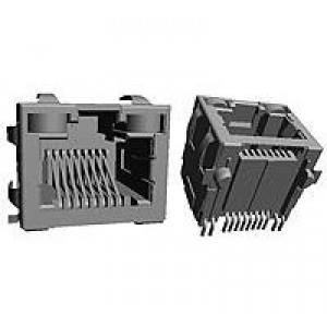 1955491-1, Модульные соединители / соединители Ethernet MJ,RJ45,SMT,SHLD,THRU HOLE SHIELD TABS