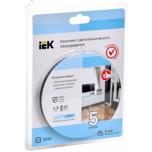 Комплект DIY (2835W60-4,8-IP20-12В 5м + др. + выкл.) LSR1-2-060-20-1-05-S1