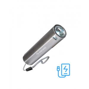 Фонарь аккумуляторный ручной LED 1Вт линза аккум. Li-ion 18650 1.2А.ч Power-bank USB-шнур ABS-пластик KOS116Lit