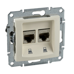 SEDNA РОЗЕТКА КОМПЬЮТЕРНАЯ RJ45, двойная, кат. 5е, неэкр. UTP, БЕЖЕВЫЙ C2 SDN4400147