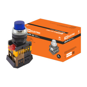 Кнопка ABLFP-22 синий d22мм неон/230В 1з+1р SQ0704-0007