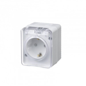 Розетка 1-м ОП AtlasDesign Profi54 16А IP54 250В с заземл. защ. шторки бел. SE ATN540145