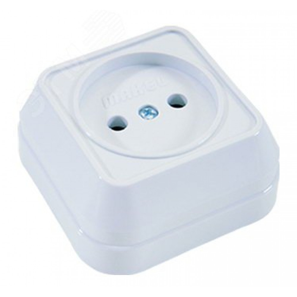 Изображение товара Розетка 1-м ОП 16А IP20 квадрат без заземлителя белая MAKEL 45102