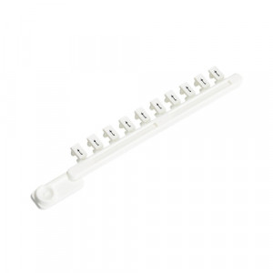 Гребенка с шильдиками 9704 A/TK B, Гребенка составных шильдиков, боковая / верхняя, 10 шильдиков, нанесенные символы: t,t, ... ,t цвет: белый