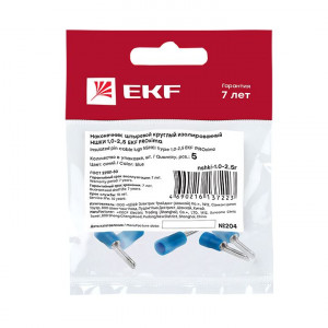 Наконечник штыревой круглый изолированный НШКИ 1.0-2.5 (уп 5шт) EKF PROxima nshki-1.0-2.5r