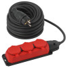 Удлинитель силовой UK-3e-3x1,5-20m-IP44(KG) с заземлением 3 розетки каучук 20м КГ 3х1,5мм2 IP44 Б0057581