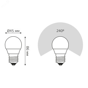 Лампа светодиодная Elementary 12Вт P45 шар 3000К тепл. бел. E27 880лм 53212