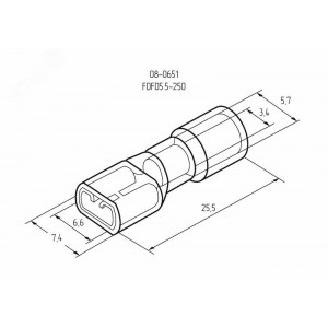 Клемма плоская полностью изолированная РППи-м 6.0-(6.3)/РпИмп 5,5-6-0,5 гнездо 6.6 мм 4-6 мм2 08-0651