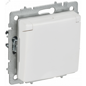 BRITE Розетка 1-местная с заземлением с защитными шторками и крышкой 16А IP44 РСбш10-3-44-БрАБ арктический белый IEK BR-R16-16-44-K91