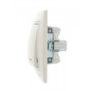 Выключатель 2-кл. СП Mira 10А IP20 с подсветкой со вставкой крем. 701-0303-112