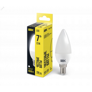 Лампа светодиодная Eco 7Вт C35 свеча 4000К нейтр. бел. E14 230В IEK LLE-C35-7-230-40-E14