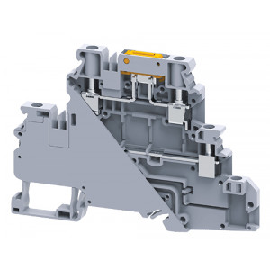 Этажная клемма CYDLK4, Этажная клемма, 2 этажа, с предохранителем, тип фиксации провода: винтовой, номинальное сечение: 4 мм кв., 20/32A, 630V, ширина: 6 мм, цвет: серый, тип монтажа: DIN35