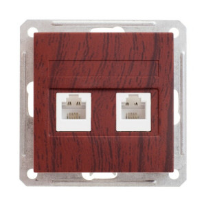 W59 РОЗЕТКА двойная телефонная RJ11, 160В, 1А, механизм, МОРЁНЫЙ ДУБ C3(6) RSI-251TT-9-86
