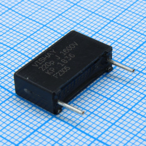 KP1836122134, Конденсатор металлоплёночный полипропиленовый 220пФ ±5% 1600В радиальный 100°С россыпь