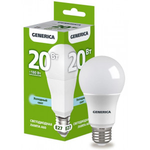 Лампа светодиодная A60 20Вт грушевидная 6500К E27 230В LL-A60-20-230-65-E27-G