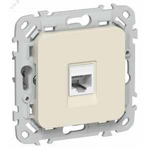 FLITE Розетка компьютерная RJ45 категория 5Е UTP РК5е-1-0-ФлСл сливочный IEK FI-K12-1-K86