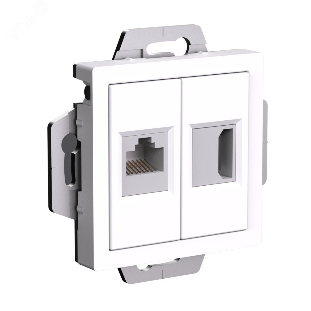 Изображение товара Двойная розетка HDMI+RJ45 Кат.5Е белая AtlasDesign ATN000182
