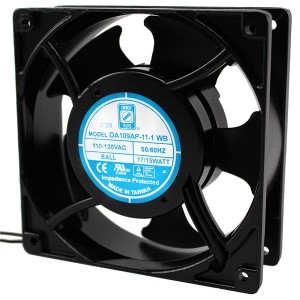OA109AP-11-1WB, Вентиляторы переменного тока AC Fan, 120x38mm, 115VAC, 110CFM, 15W, 42dBA, 3000RPM, 0.28 Inches Max. Static Pressure, Dual Ball Bearing, Lead Wires