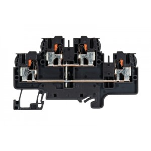 Этажная клемма WTP 2,5/4 E VB, Этажная клемма, 2 этажа, межэтажная перемычка, тип фиксации провода: Push-in, номинальное сечение: 2,5/4 мм кв., 24A, 500V, ширина: 5 мм, цвет: черный, тип монтажа: DIN35