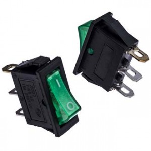 KCD3-101N-C3-G/3P ON-OFF, Клавишный переключатель ON-OFF 3pin, с подсветкой 250В 15А