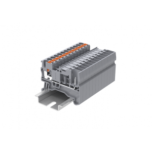 Клемма для разъема TP2.5-2-1-GY, Клемма для подключения внешнего разъема, тип фиксации провода: Push-in, номинальное сечение: 2,5 мм кв., 24A, 500V, ширина: 5,2 мм, цвет: серый, тип монтажа: DIN35