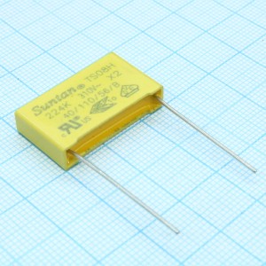 TS08H0A9224KAB0G0R, Пленочный помехоподавляющий конденсатор X2, 0.22uF ±10%, 310VAC, радиальные выводы с шагом 22.5mm, (26 x 6 x 15mm)