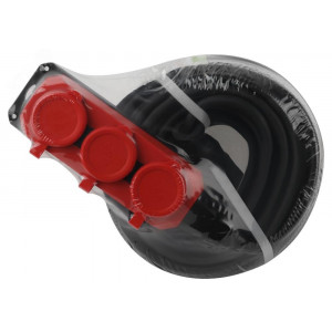 Удлинитель силовой UK-3e-3x1,5-20m-IP44(KG) с заземлением 3 розетки каучук 20м КГ 3х1,5мм2 IP44 Б0057581