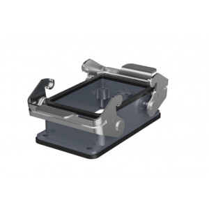 Открытое основание разъема H32A-OM-2L, Основание разъема на панель, открытое, типоразмер 32A, с уплотнителем, с двумя металлическими защелками, без защитной крышки, материал корпуса: алюминиевый сплав