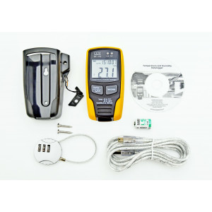 DT-172 Регистратор температуры и влажности, диапазон температуры -20..70°С ±2°С и влажности 0..100% ±3,5%, определение точки росы (после загрузки данных), память на 32000 показаний, настройка сигналов тревоги, интервал измерения, 1 сек до 24 часов, USB, ПО