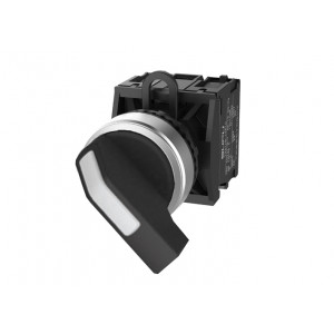 Селекторный переключатель (черный) TS2010-1BB60, Переключатель, длинная ручка, 2-х позиционный без самовозврата, без подсветки, пластиковое переднее кольцо, без контактной группы, диаметр головки кнопки 29,5 мм, диаметр посадочного отверстия: 22 мм, цвет: черный