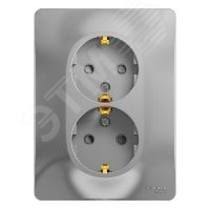 Розетка 2-м СП Glossa 16А IP20 с заземл. защ. шторки в сборе алюм. SE GSL000326