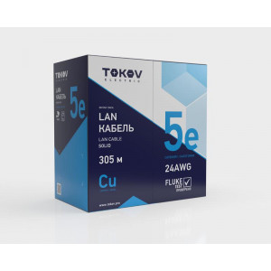 Кабель витая пара U/UTP 4х2х24AWG(0.48мм) кат.5E PVC Fluke tested (м) TOKOV ELECTRIC TKE-C06-U/UTP-42-5E-305