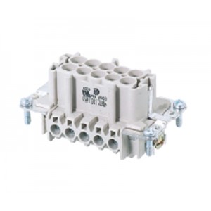 Вилочная контактная вставка 72.310.1053.0, Вилочная контактная вставка, винтовая фиксация, 10 полюсов + PE, типоразмер 10B, 690V, 16A, сечение обслуживаемых проводников 0,5-2,5 мм кв, тип покрытия контактов: олово
