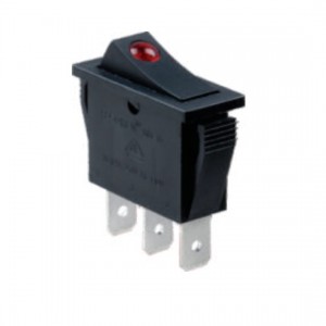 RK1-15 1X1N B/R, Переключатель ON-OFF с подсветкой цвет корпуса (черный) цвет кнопки (красный)