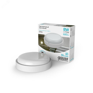 Светильник светодиодный Elementary 8Вт 4000К IP65 680лм d140х51мм ДБП круг настенно-потолочный 126411208