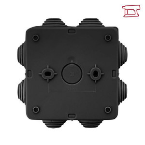 Коробка распаячная КМР-030-031 с крышкой наружная 85х85х40 8 мембранных вводов IP55 черн. plc-kmr-030-031-b
