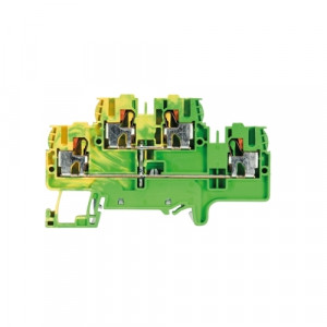 Заземляющая клемма WTP 2,5/4 E PE, Заземляющая этажная клемма, 2 этажа, тип фиксации провода: Push-in, номинальное сечение: 2,5/4 мм кв., ширина: 5 мм, цвет: желто-зеленый, тип монтажа: DIN35