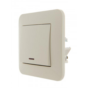 Выключатель 1-кл. 1п СП Karina 10А IP20 с подсветкой механизм крем. 707-0388-111
