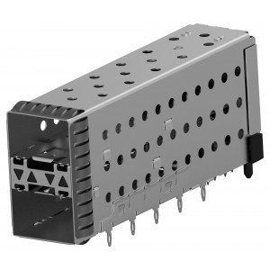 2007492-5, Разъем SFP+ 40 контактов шаг 1.6мм угловой нажимной 40 проводов 2 порта коробка