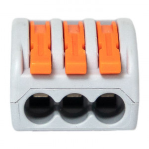 Клемма строительно-монтажная СМК 222-413 3-проводная 0.08-2.5кв.мм с рычагом (уп.100шт) PROxima plc-smk-413