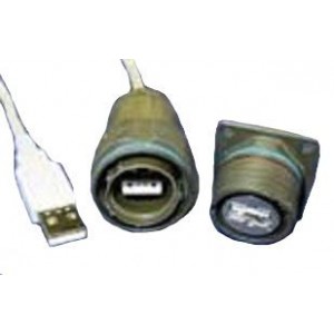 USBFTV2PE1G, USB-коннекторы USB-A Rcpt w/ Bkshll Sq Flange Olive