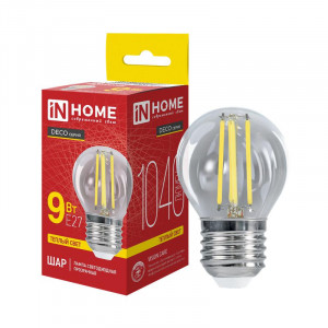 Лампа светодиодная LED-ШАР-deco 9Вт шар прозрачная 3000К тепл. бел. E27 1040лм 230В 4690612026268